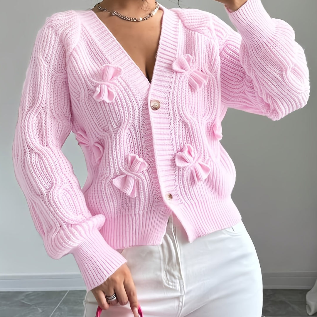 Juniper | Mjuk Cardigan med Båge och Långa Ärmar