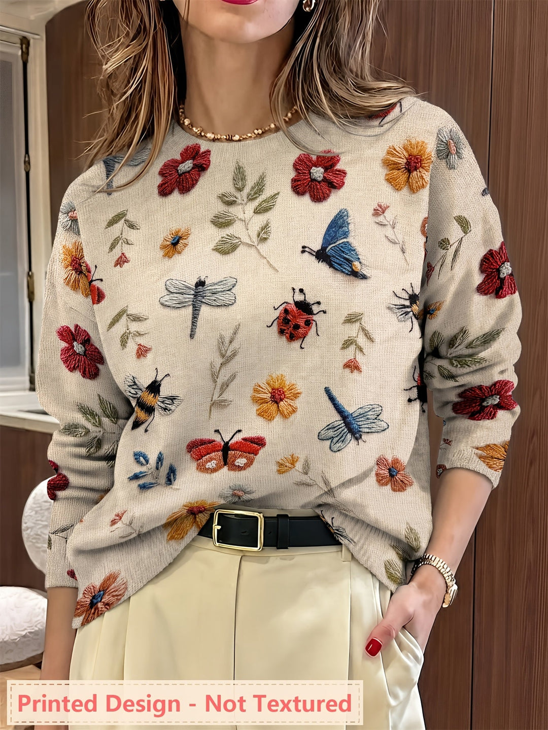 Elsie | Botanisk Tryck Crewneck Tröja