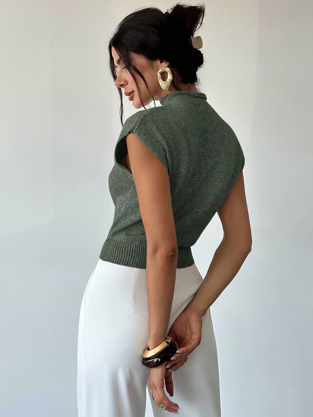 Claudia | Mock Neck Ärmless Tröja Väst