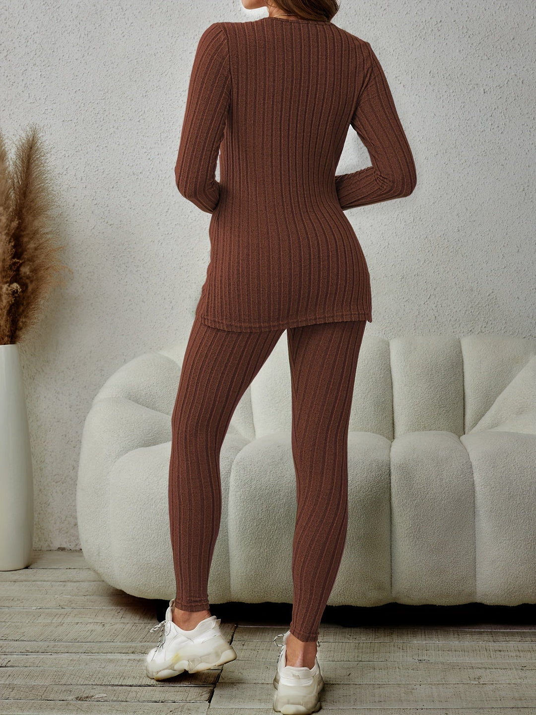 Delphina | Avslappnad Ribbad Tvådelad Set