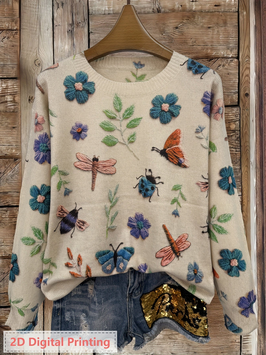 Elsie | Botanisk Tryck Crewneck Tröja