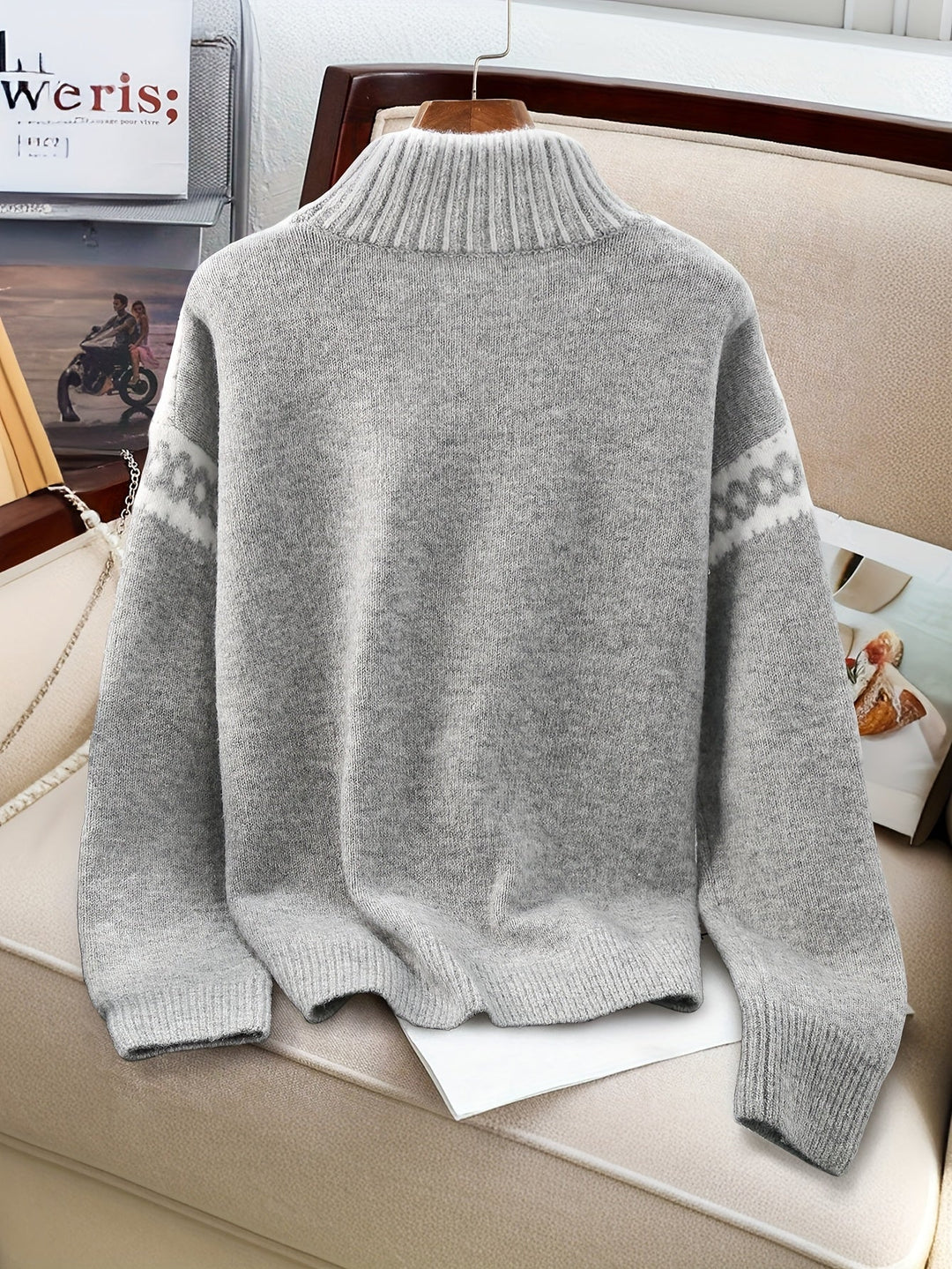 Corinna | Kontrast-Trim Mock-Neck Tröja