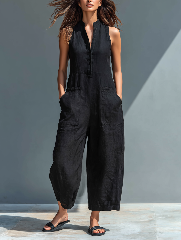 Debra | Elegant ärmlös enfärgad jumpsuit