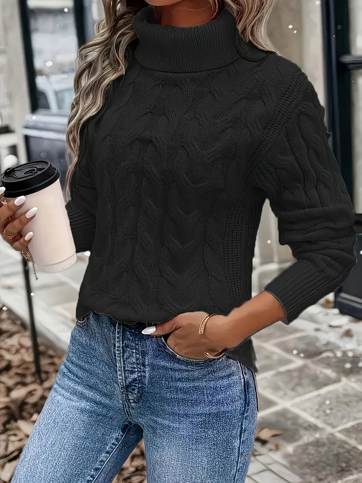 Celeste | Mysig Kabelstickad Turtleneck Tröja