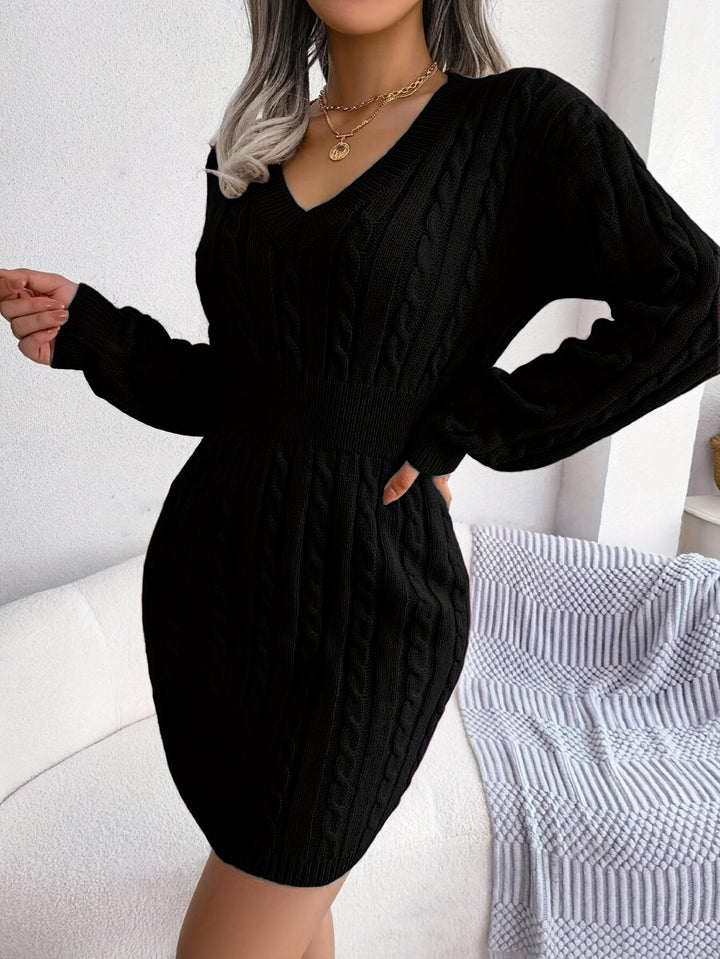 Felicity | Kabelstickad Peplum Klänning