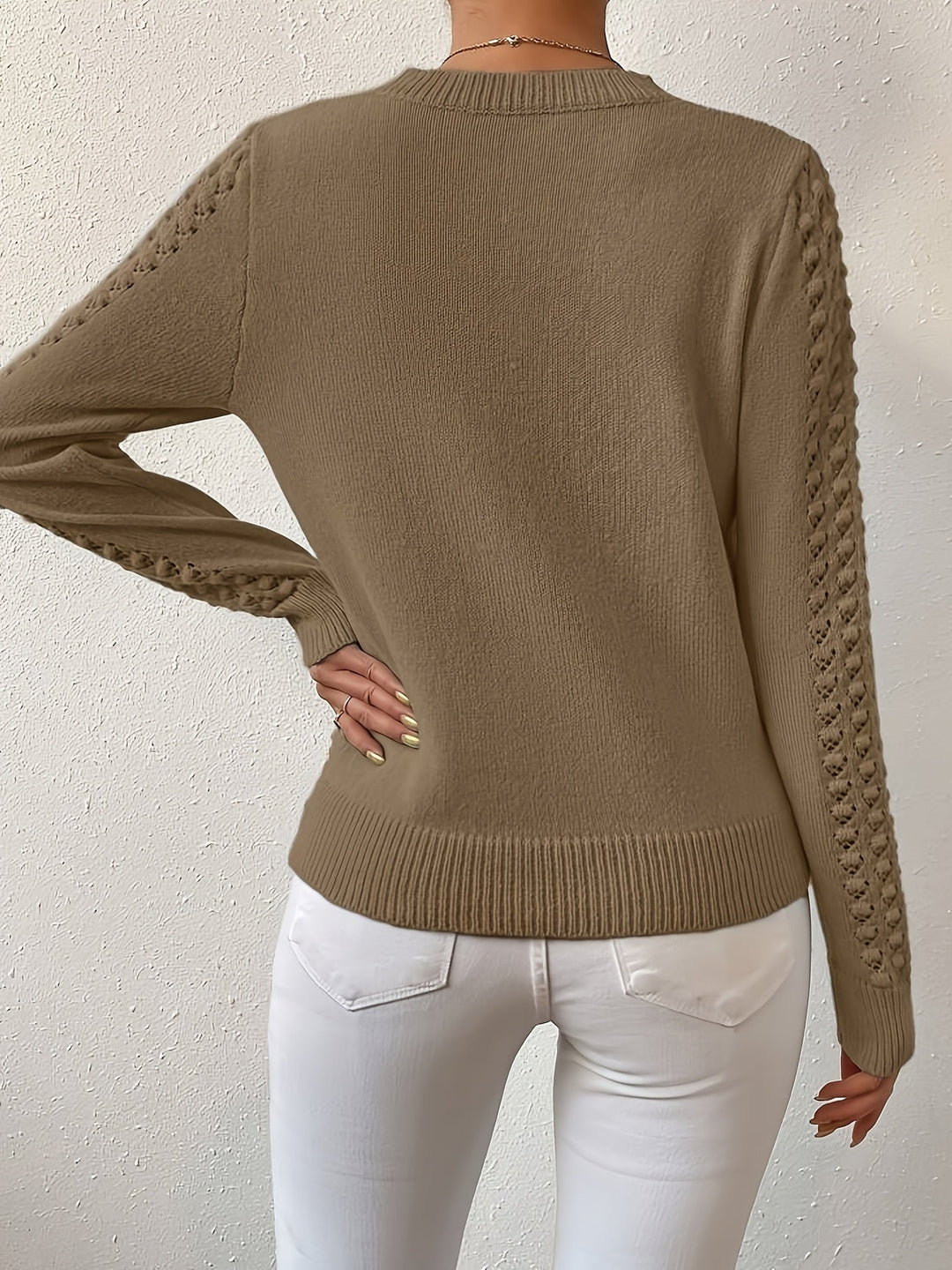 Aveline | Pointelle-stickad Rundhalsad Tröja