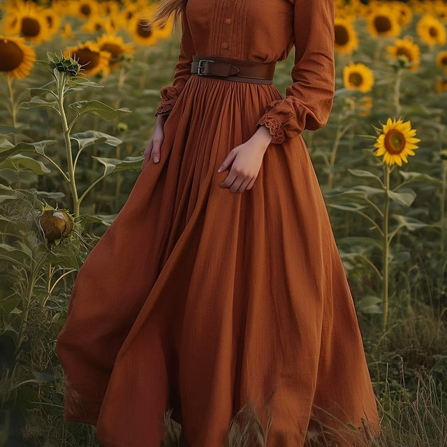Emmeline | Vintage Plisserad Maxiklänning