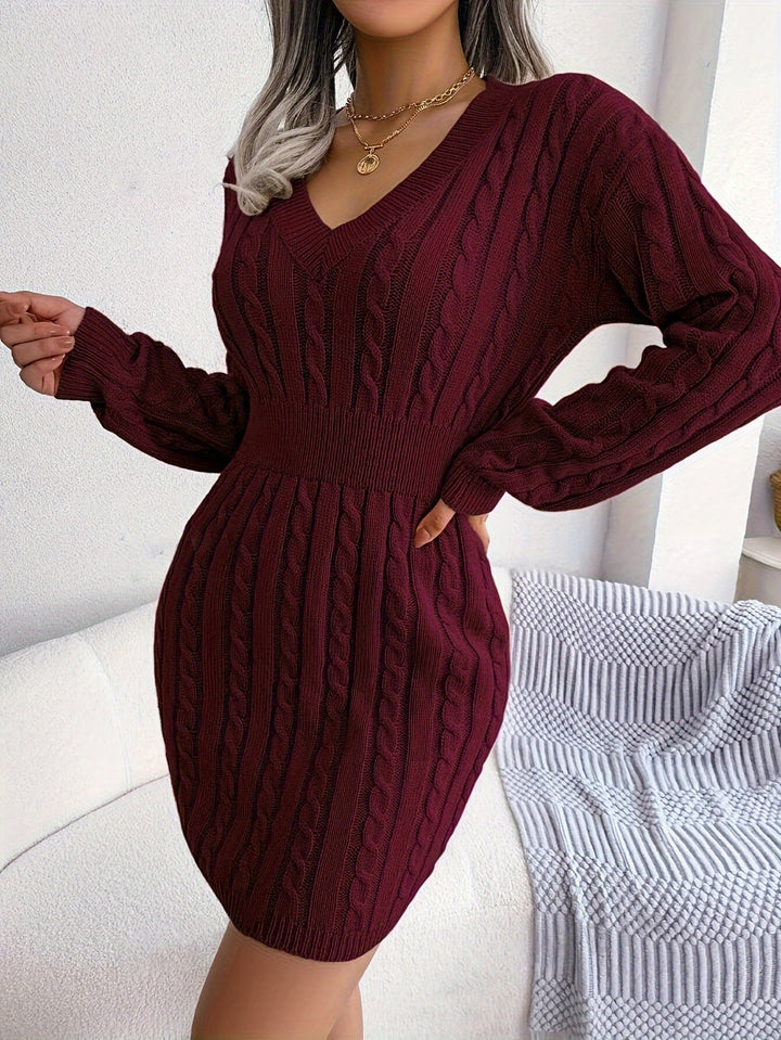 Felicity | Kabelstickad Peplum Klänning