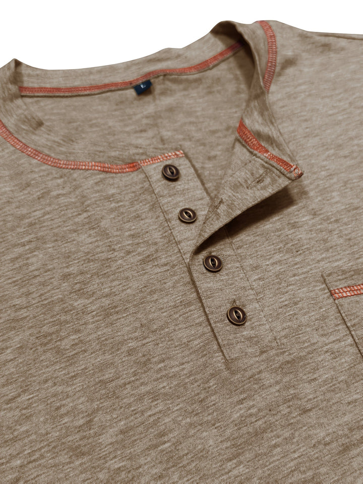 Reuben | Kontraststickad långärmad Henley