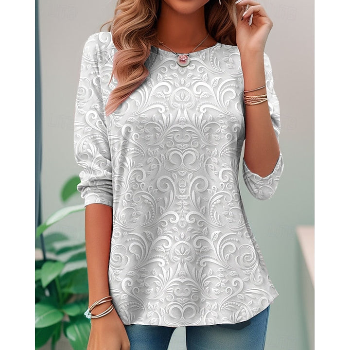 Noelle | Elegant Blommig Långärmad Tunika