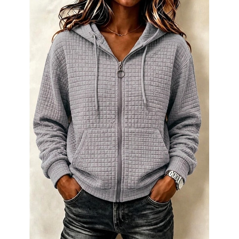 Kathryn | Texturerad Zip-Up Hoodie