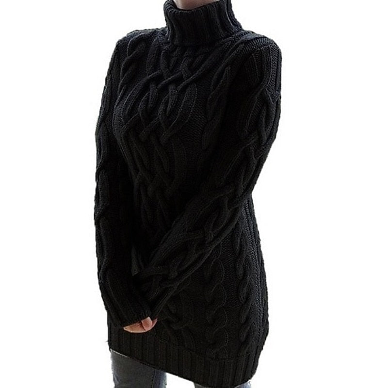 Thea | Kabeltexturerad Turtleneck Klänning