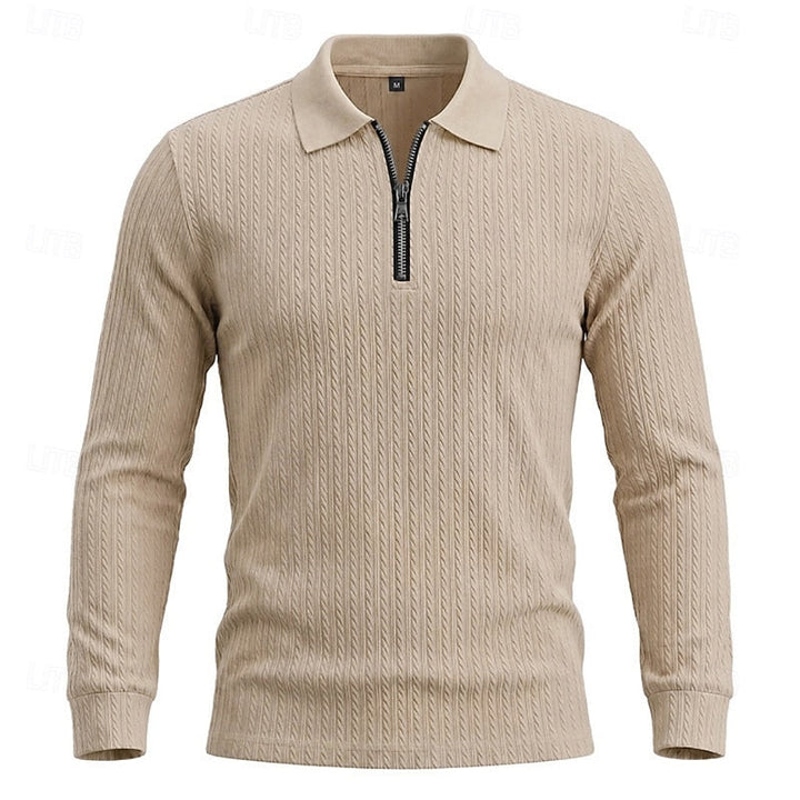 Rhett | Texturerad Quarter-Zip Polo Skjorta