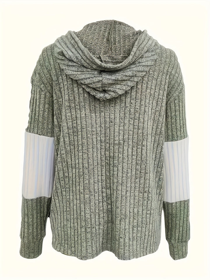 Cecilia | Texturerad Färgblock Hoodie-jacka