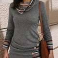 Isabel | Cowl-Neck Mönstrad Knapp Topp