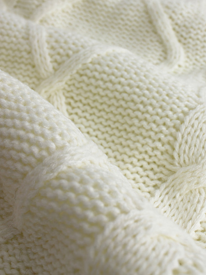 Cora | Mysig Kabelstickad V-Hals Västsweater
