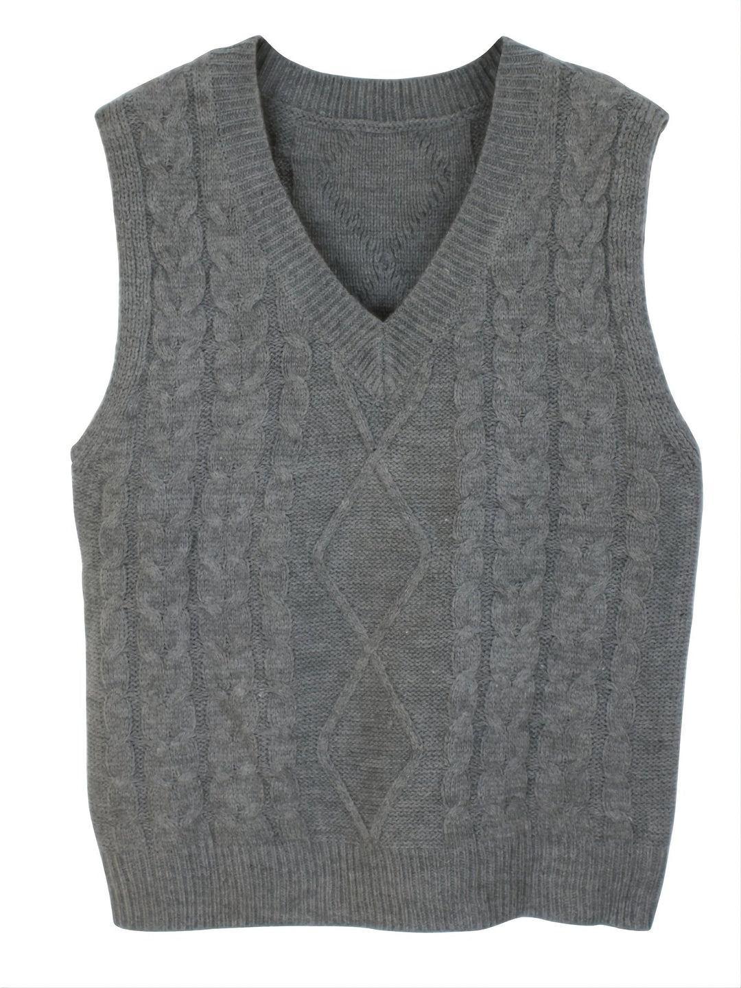 Cora | Mysig Kabelstickad V-Hals Västsweater