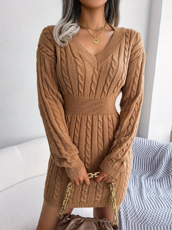 Felicity | Kabelstickad Peplum Klänning