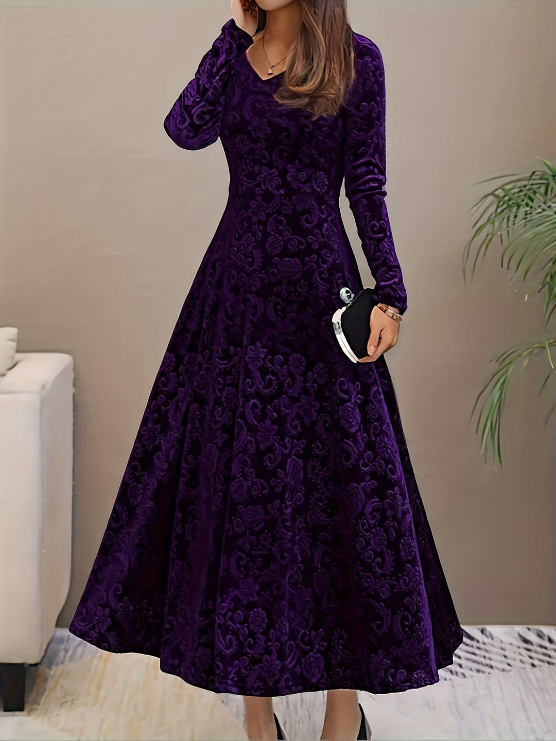 Adeline | Elegant långärmad midi klänning