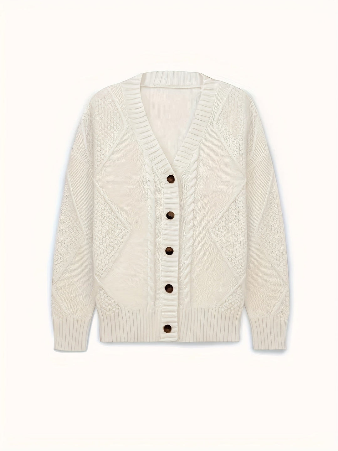 Lucinda | Mysig Kabelstickad Knapp Cardigan