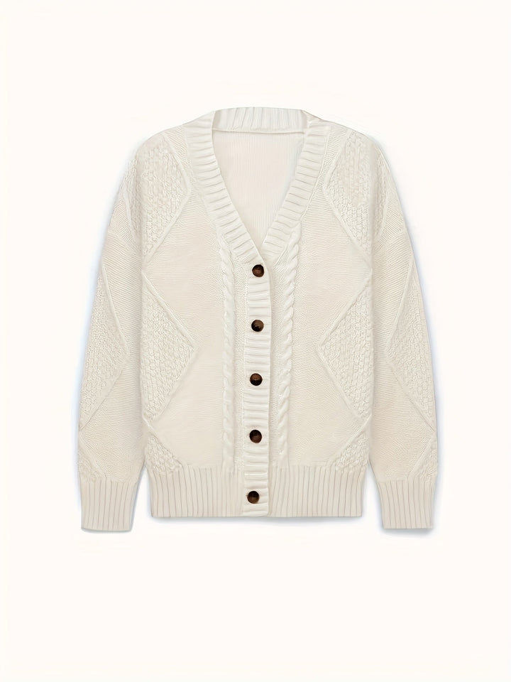 Lucinda | Mysig Kabelstickad Knapp Cardigan