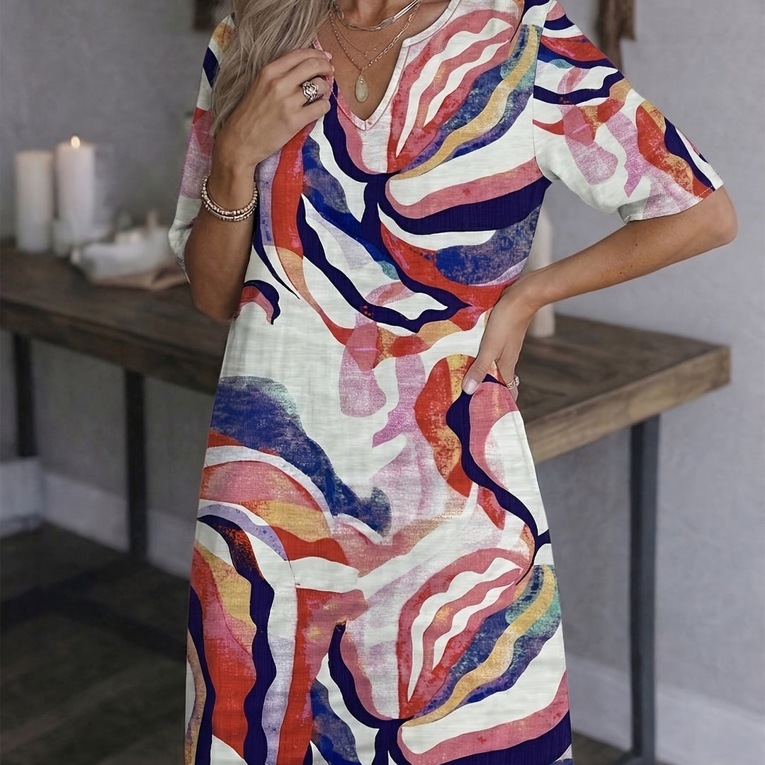 Ramona | Konstnärlig Print Shift Klänning