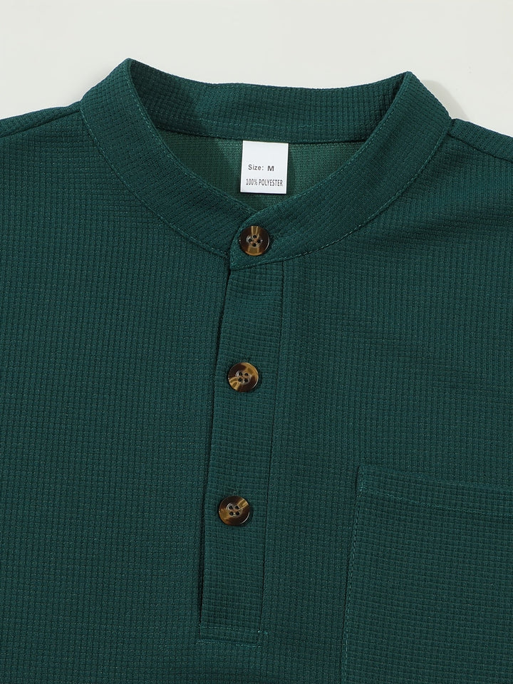 Jonathan | Texturerad långärmad Henley-skjorta