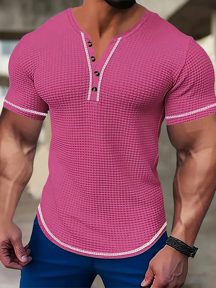 Vaughn | Texturerad Kortärmad Henley Skjorta