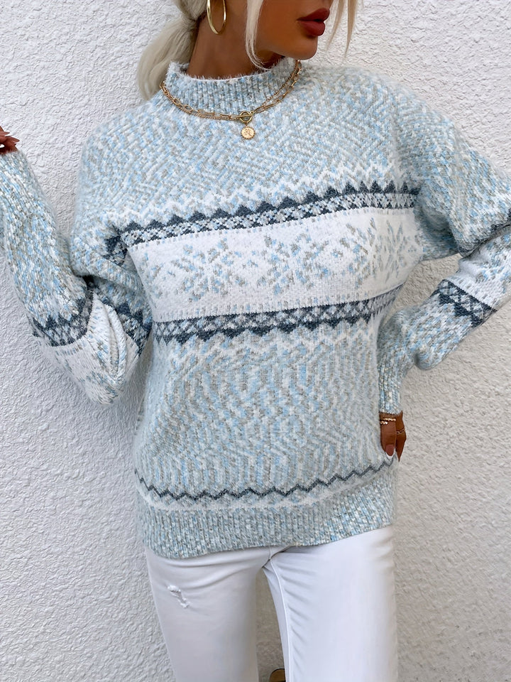 Tamsin | Mysig Snöflinga Mock-Neck Tröja