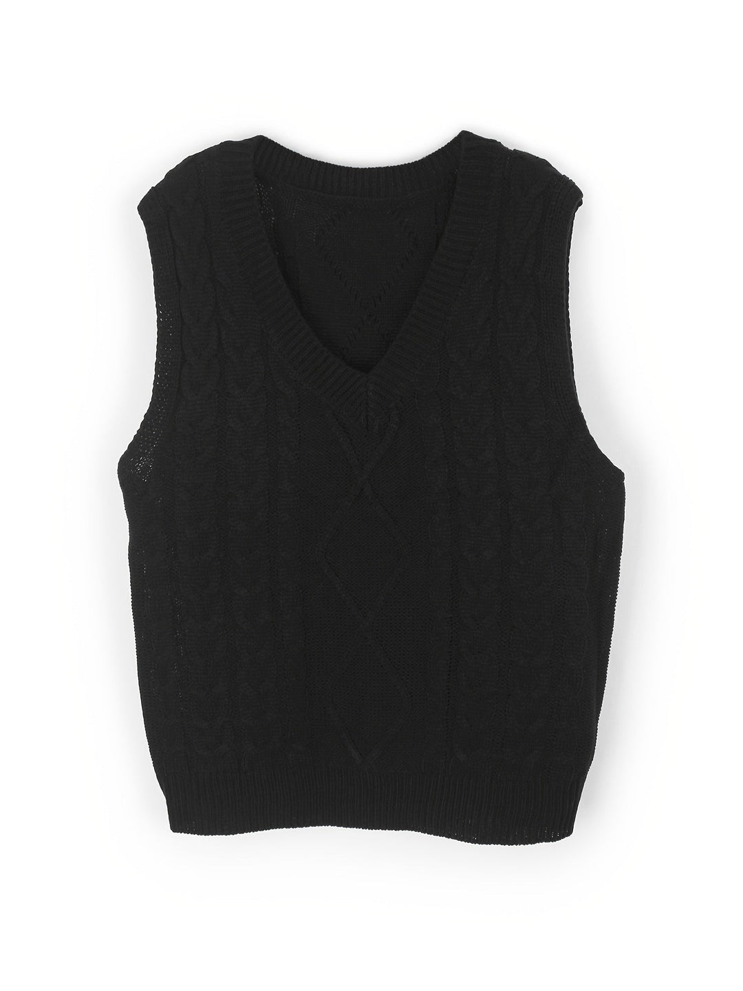 Cora | Mysig Kabelstickad V-Hals Västsweater