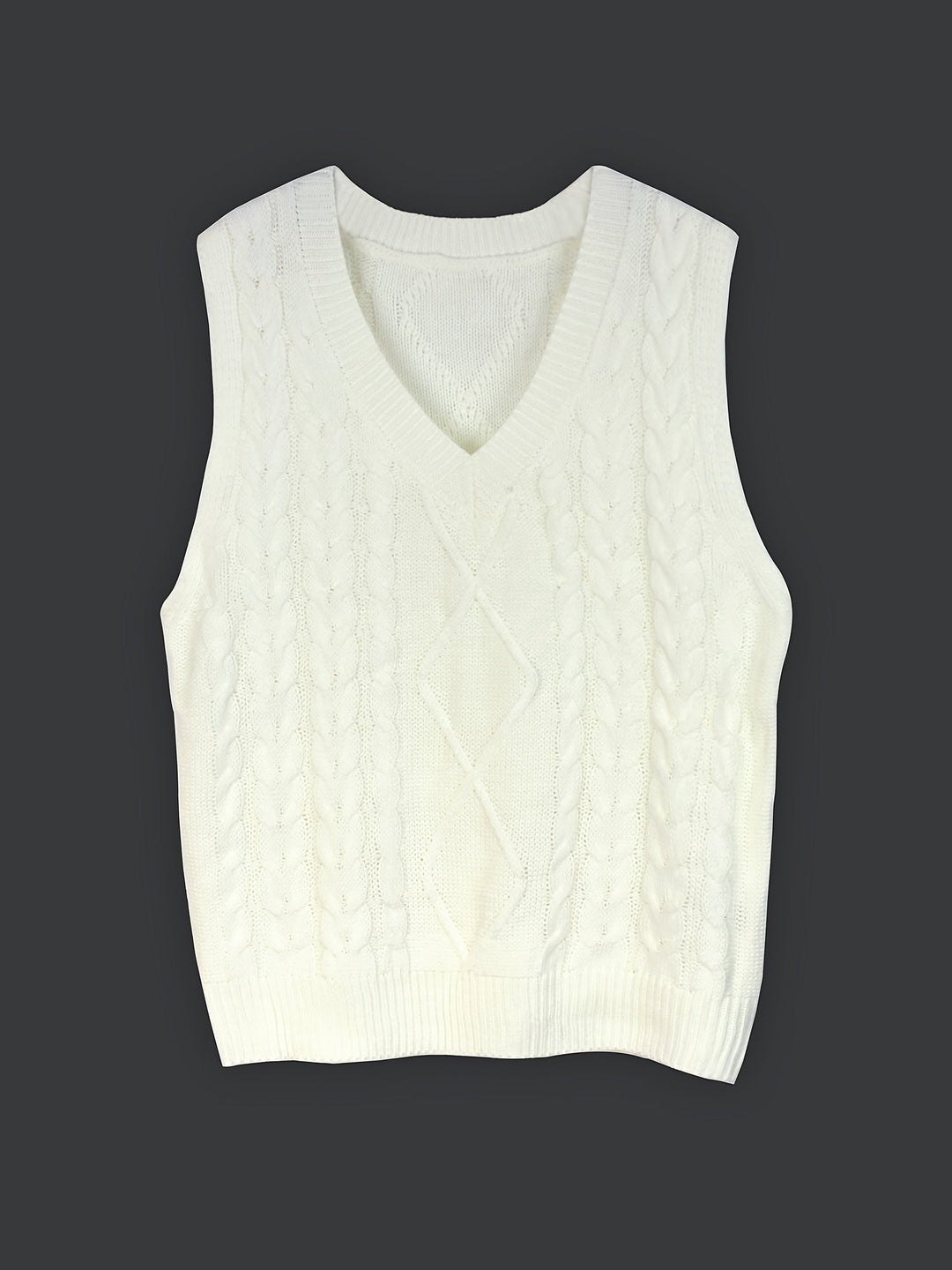 Cora | Mysig Kabelstickad V-Hals Västsweater