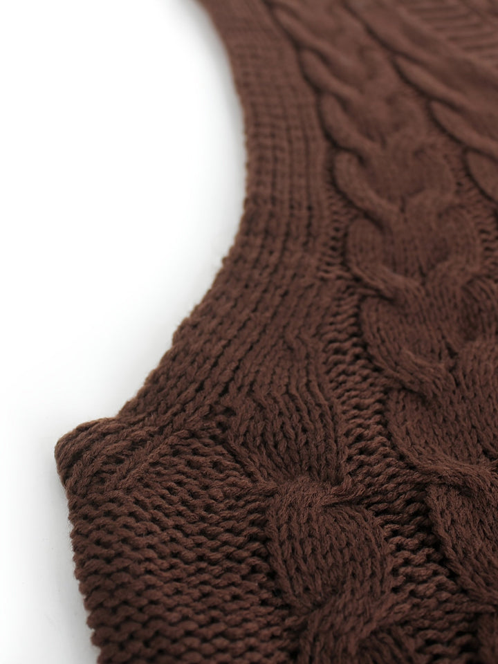 Cora | Mysig Kabelstickad V-Hals Västsweater