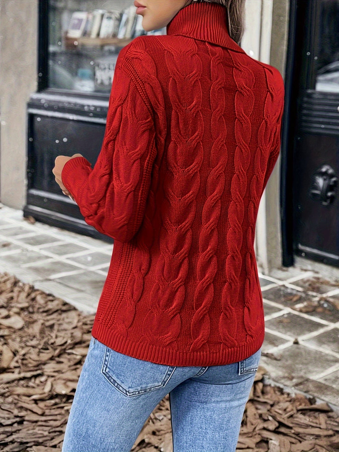Celeste | Mysig Kabelstickad Turtleneck Tröja