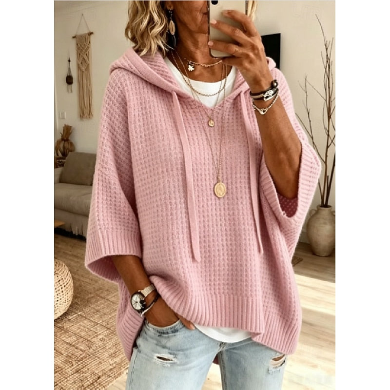 Carol | Avslappnad Waffle-Teksturerad Hoodie