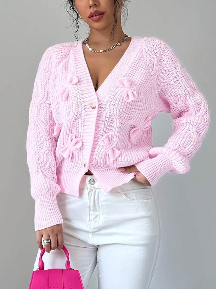 Juniper | Mjuk Cardigan med Båge och Långa Ärmar