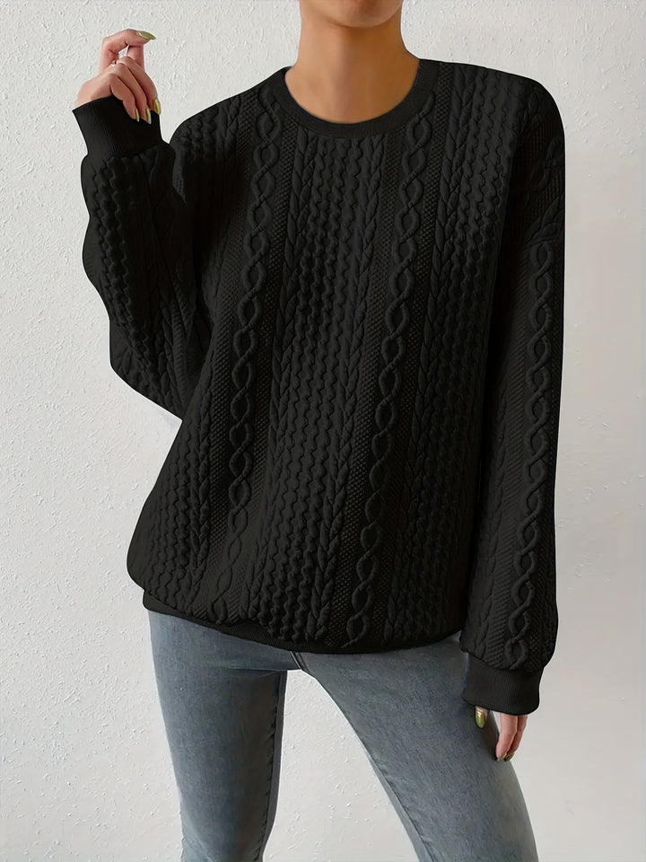 Joyce | Texturerad Kabelstickad Sweatshirt