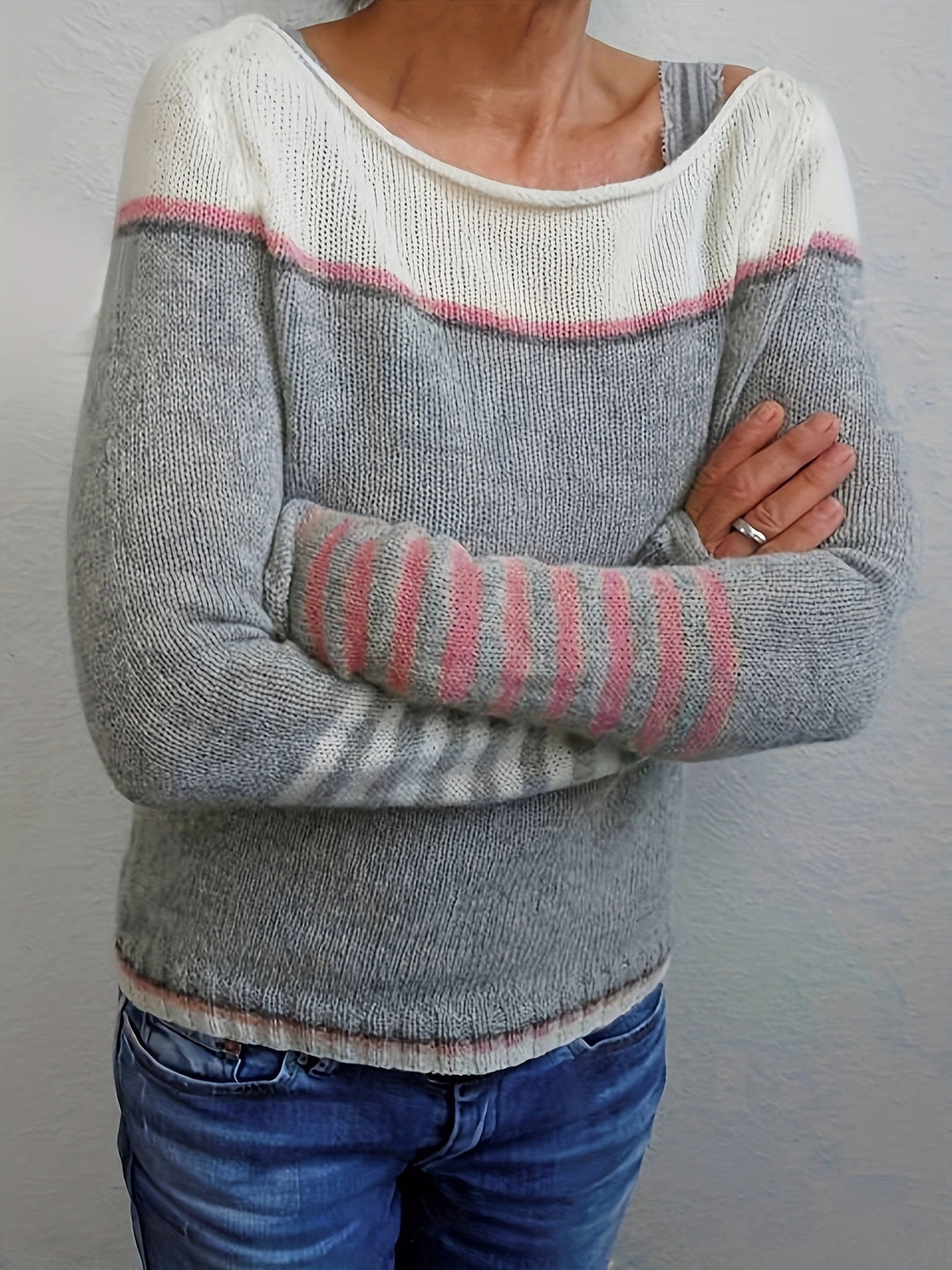 Francesca | Färgblock Båthals Tröja