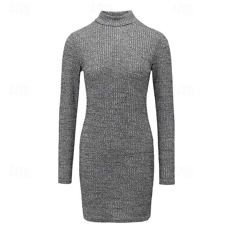 Harper | Ribbad Turtleneck Klänning