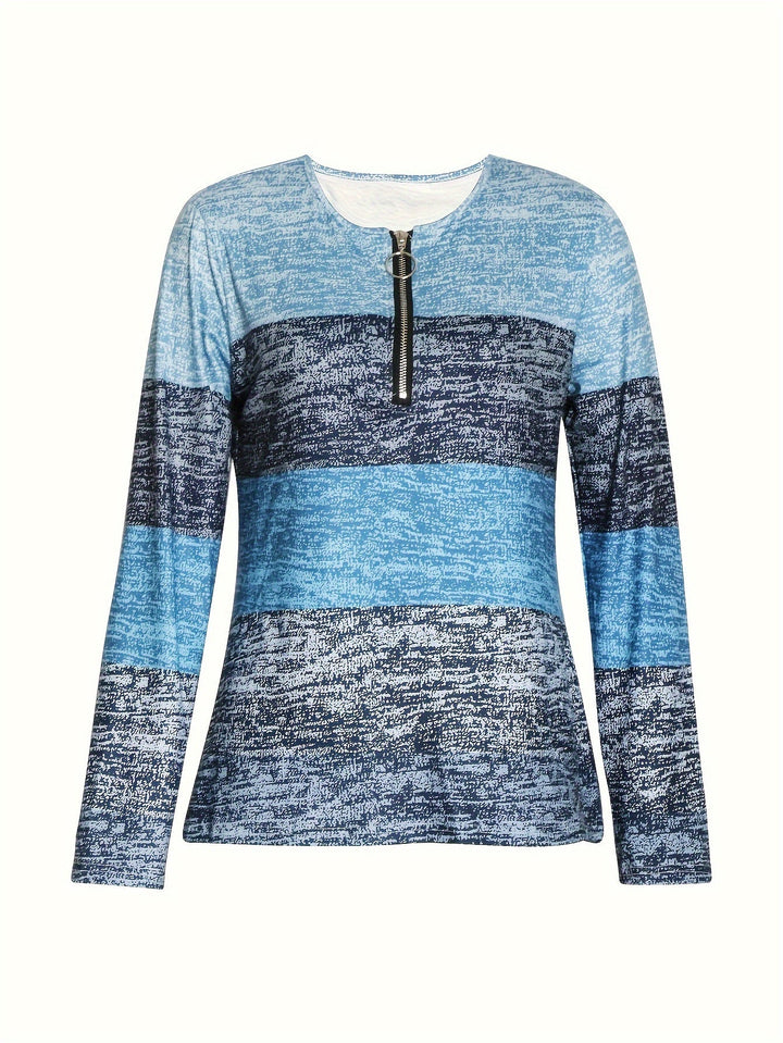 Ophelia | Färgblock Kvartslång Zip Topp
