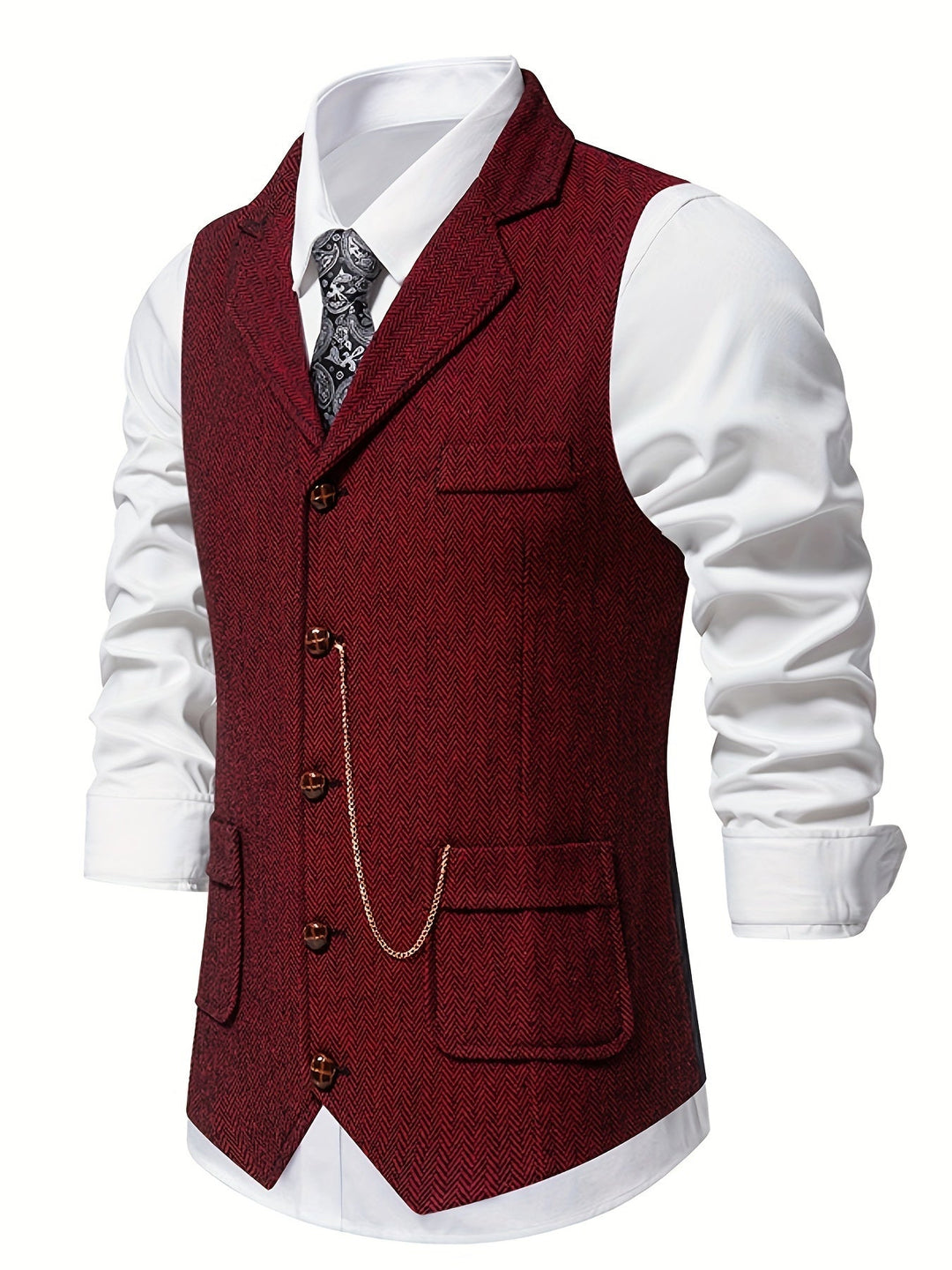 Edmund | Herringbone Enknäppt Väst
