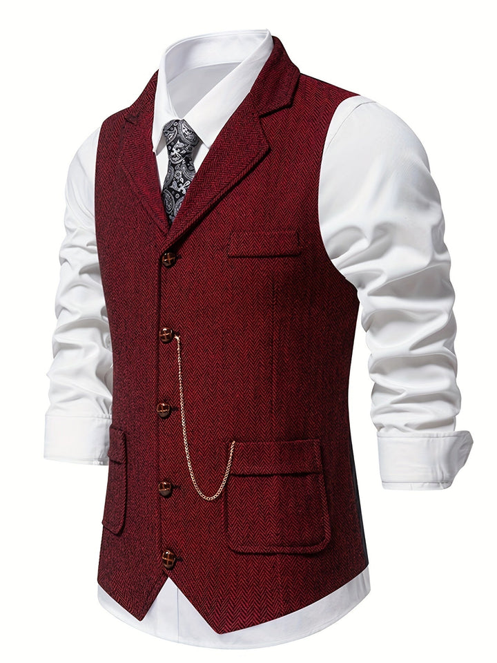 Edmund | Herringbone Enknäppt Väst