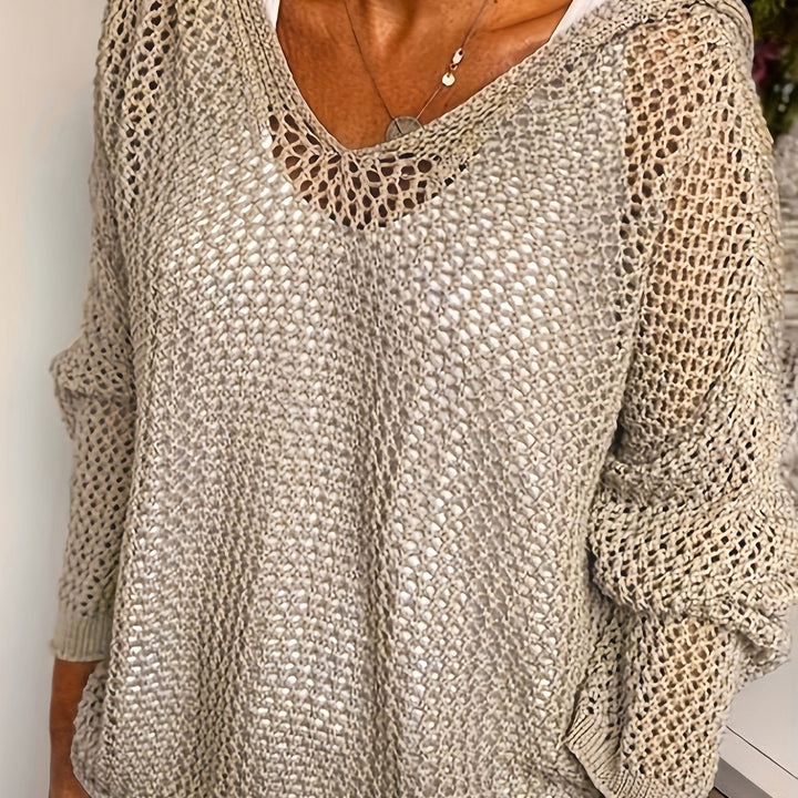 Delaney | Avslappnad Öppen Stickad Hoodie