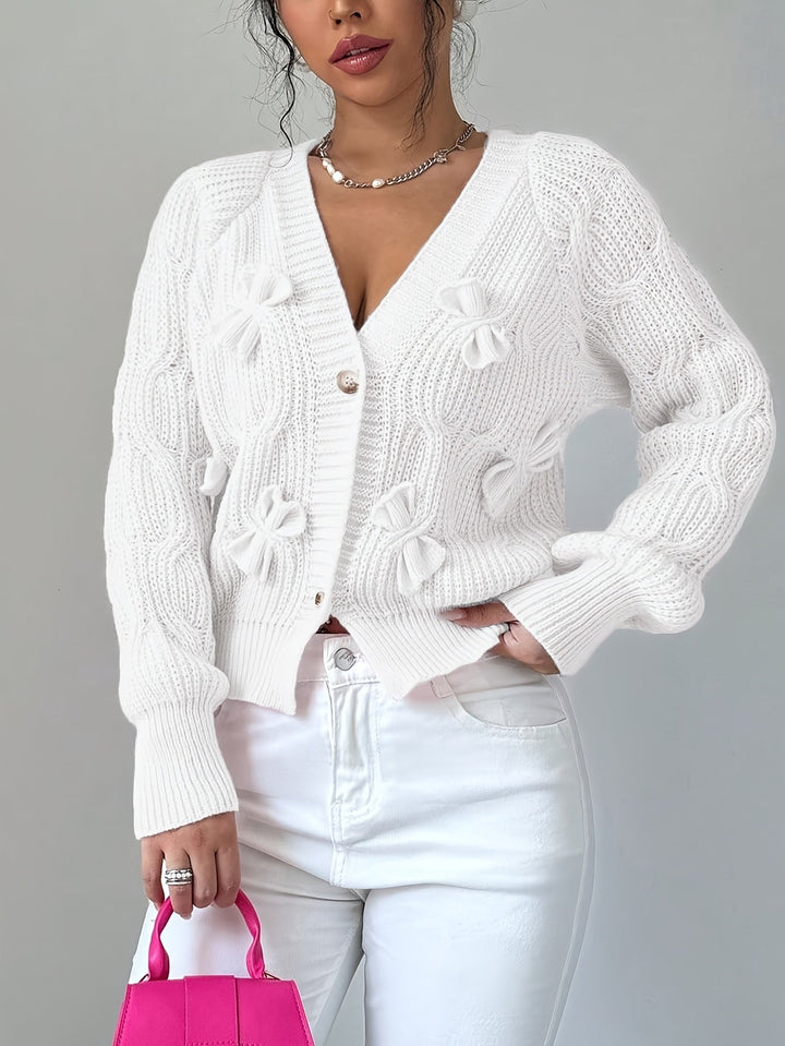 Juniper | Mjuk Cardigan med Båge och Långa Ärmar