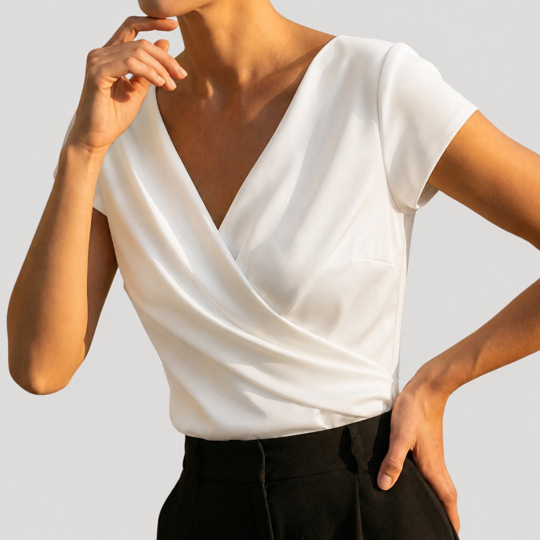 Gemma | Draperad Wrap-Front Blus