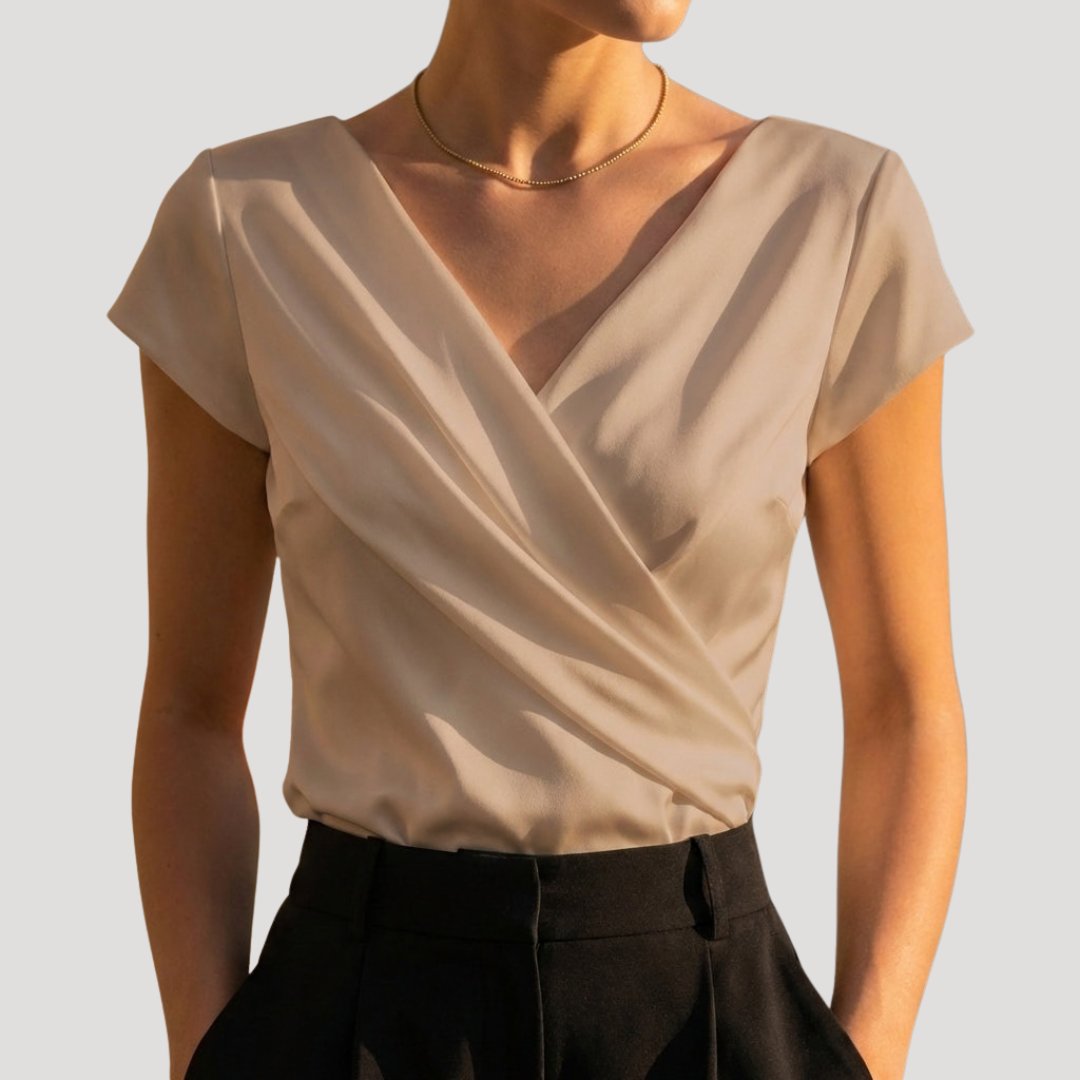 Gemma | Draperad Wrap-Front Blus