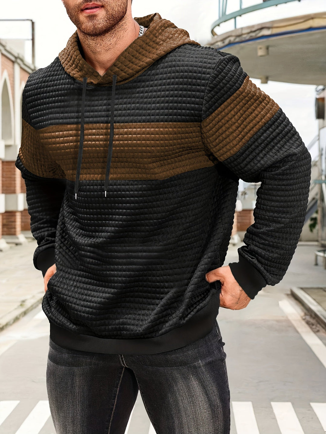 Hayes | Texturerad Färgblock Hoodie
