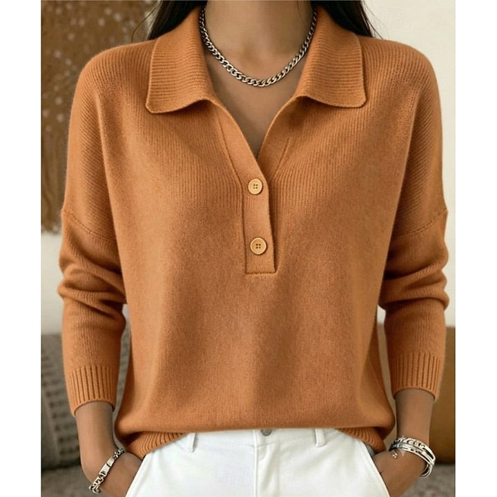 Eliza | Raffinerad Krage Knapp Pullover