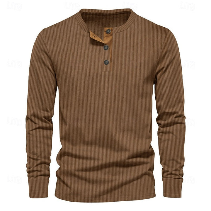 Elias | Ribbad långärmad Henley-tröja