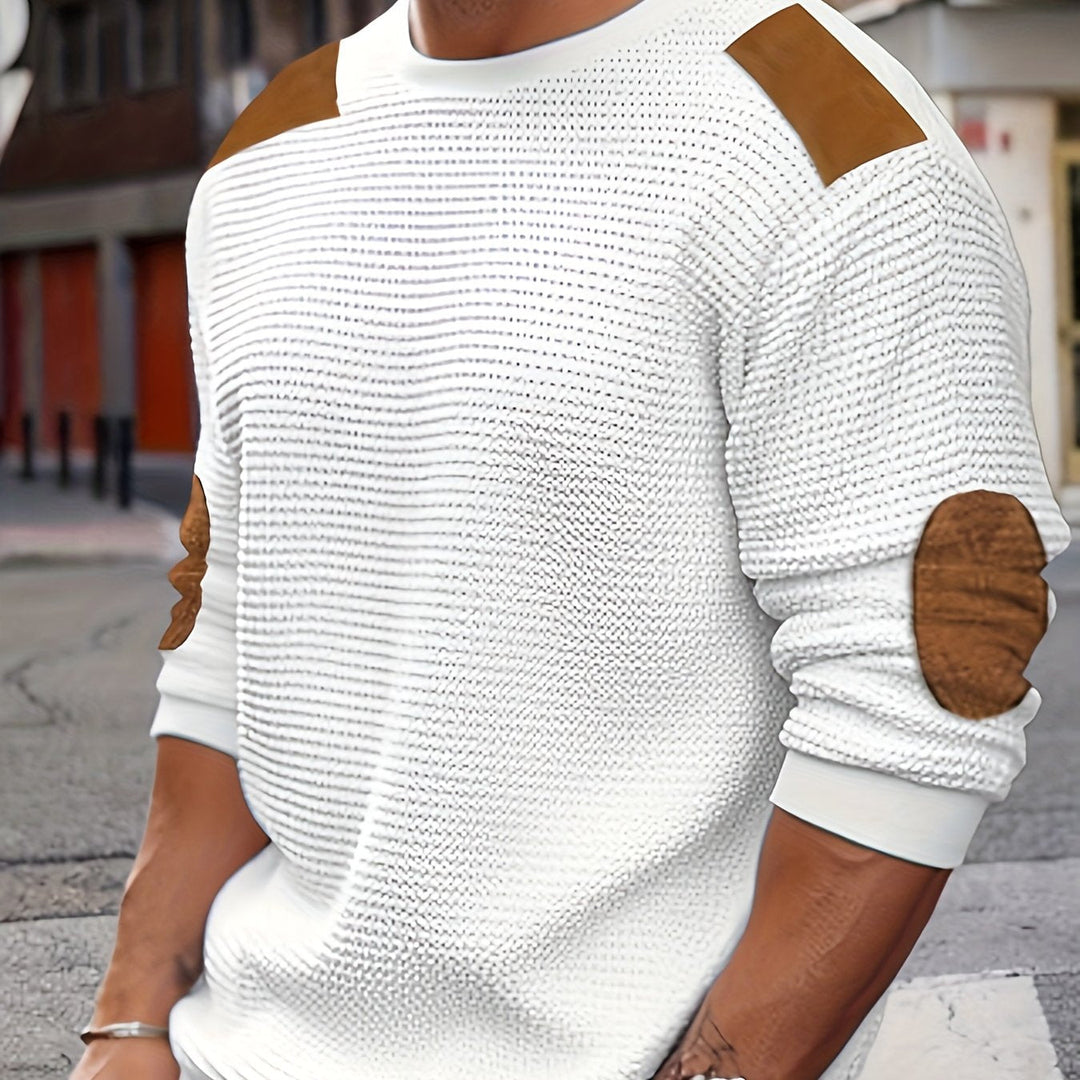 Aaron | Texturerad Elbow-Patch Pullover