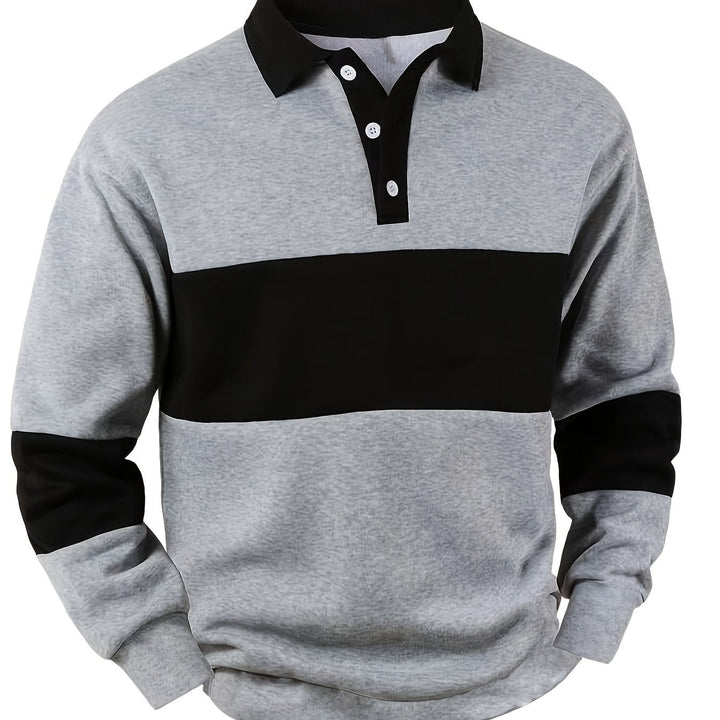 Grayson | Färgblock Långärmad Polo Shirt